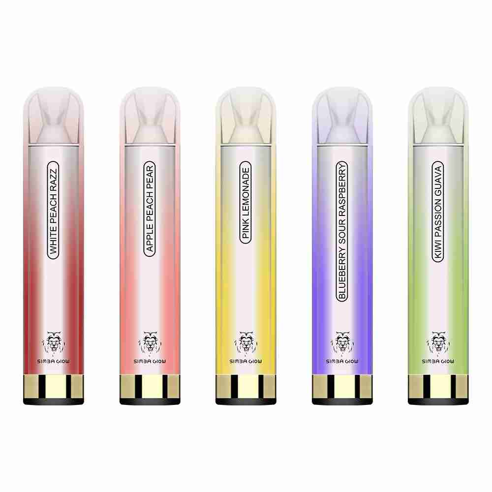 Simba Glow Bar 3000 Puffs Disposable Vape Pen E Cigarette, Rechargeable -No Nicotine – 10 Pack